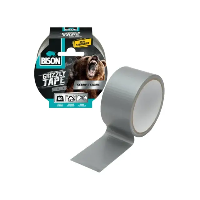 Bison Grizzly Tape Silver Roll 10M