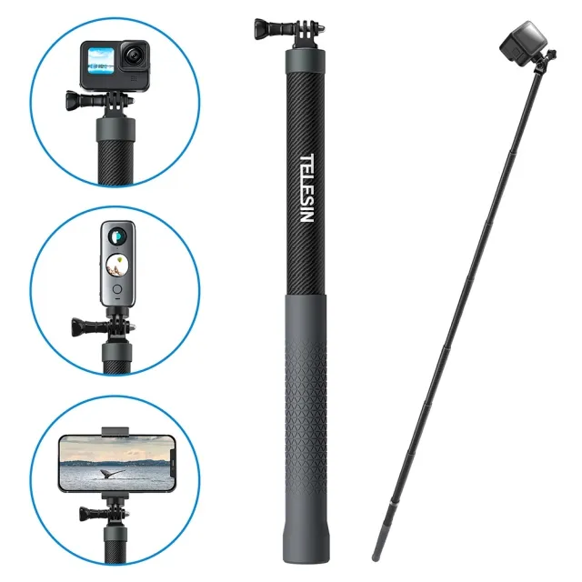 TELESIN New Design Carbon Fiber Selfie Stick 3 M 